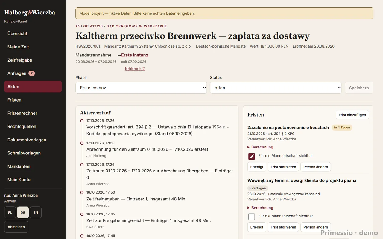 Kanzleisoftware nach Maß: Akten, Fristen, Abrechnung und Mandantenportal