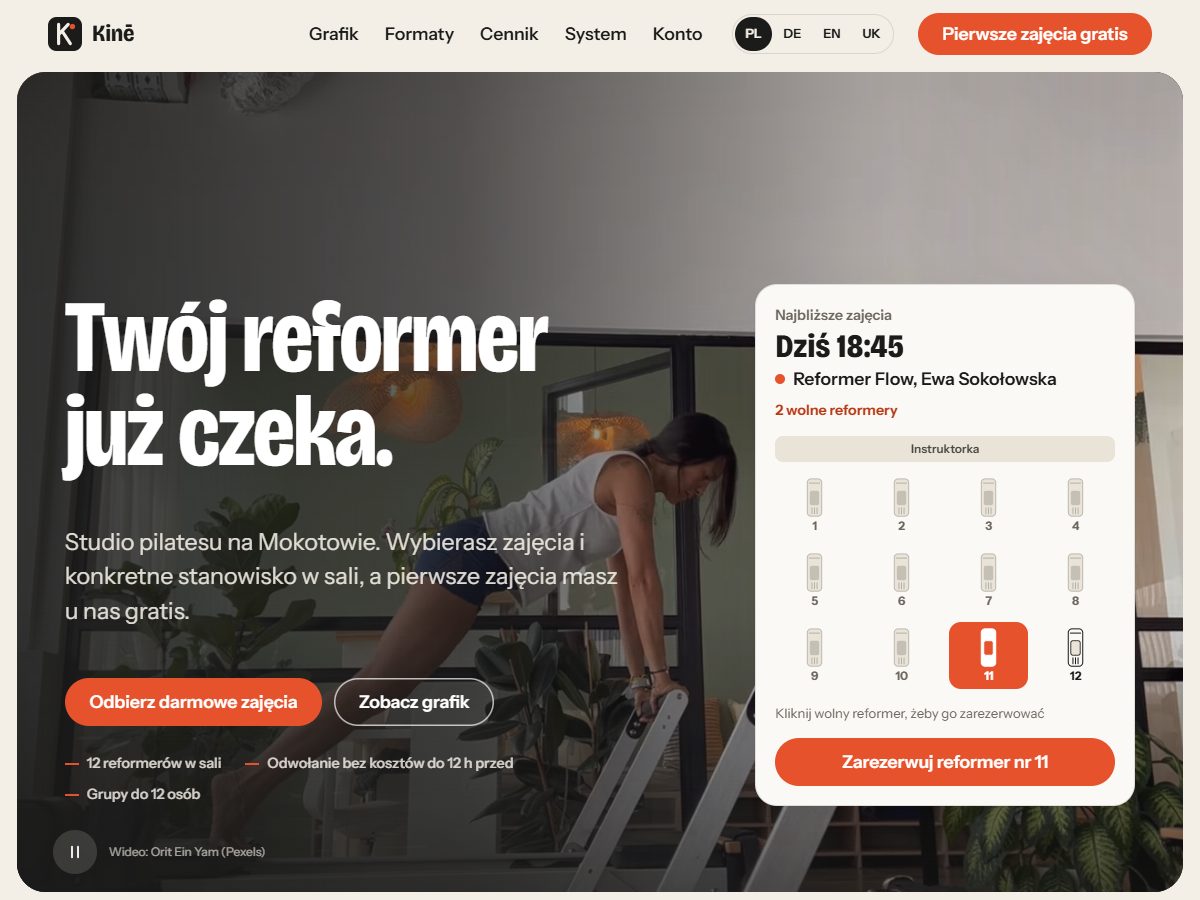 Kinē · Reformer & Pilates Studio — Studio pilatesu (koncept)