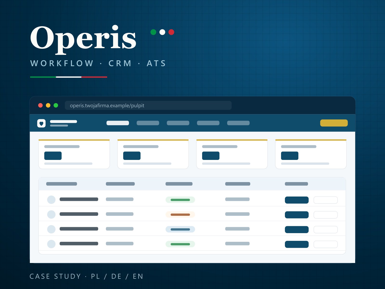 Operis — Aplikacja webowa — workflow · CRM · ATS