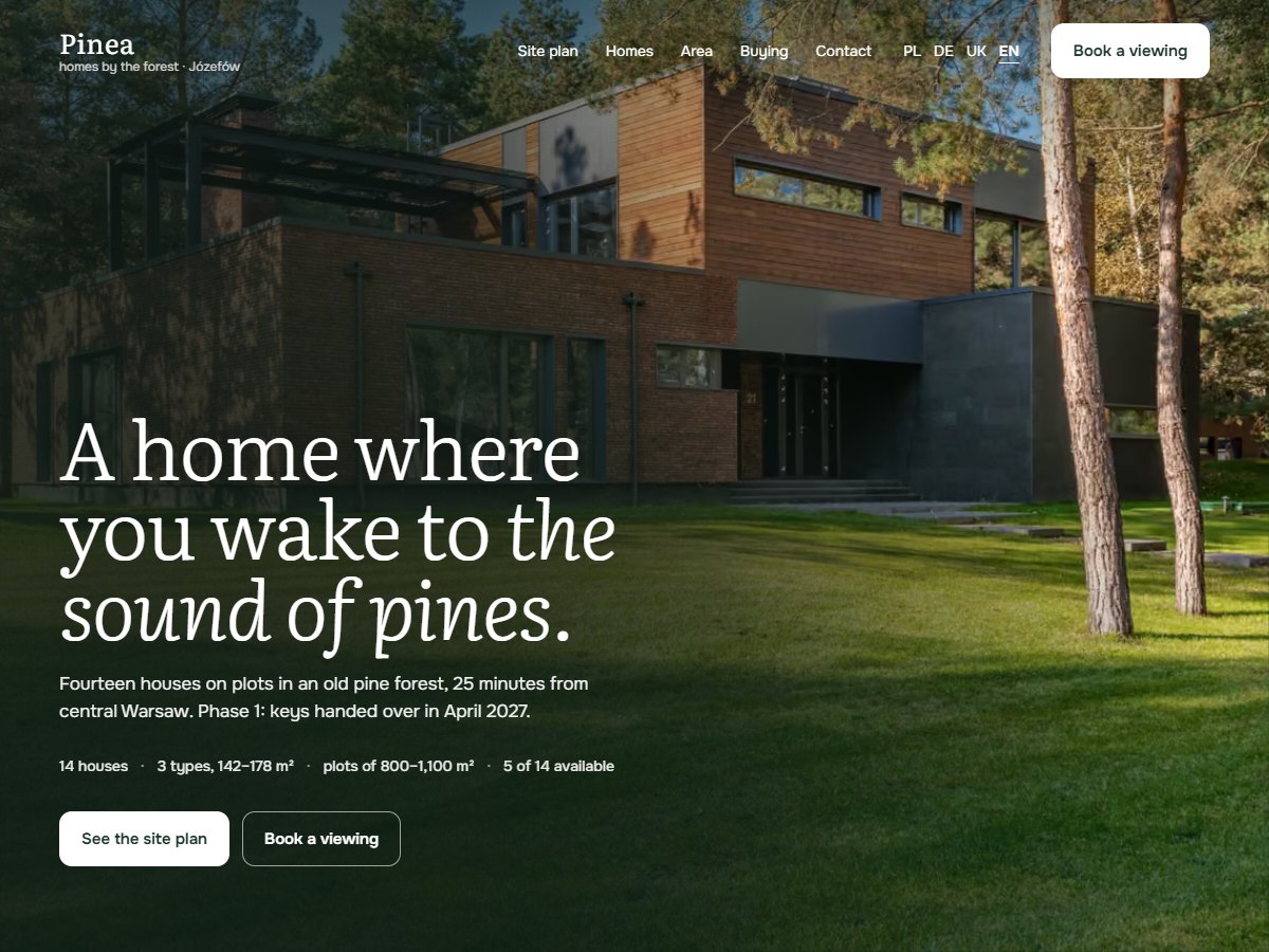 Pinea · domy pod lasem — Concept project · Property development portal