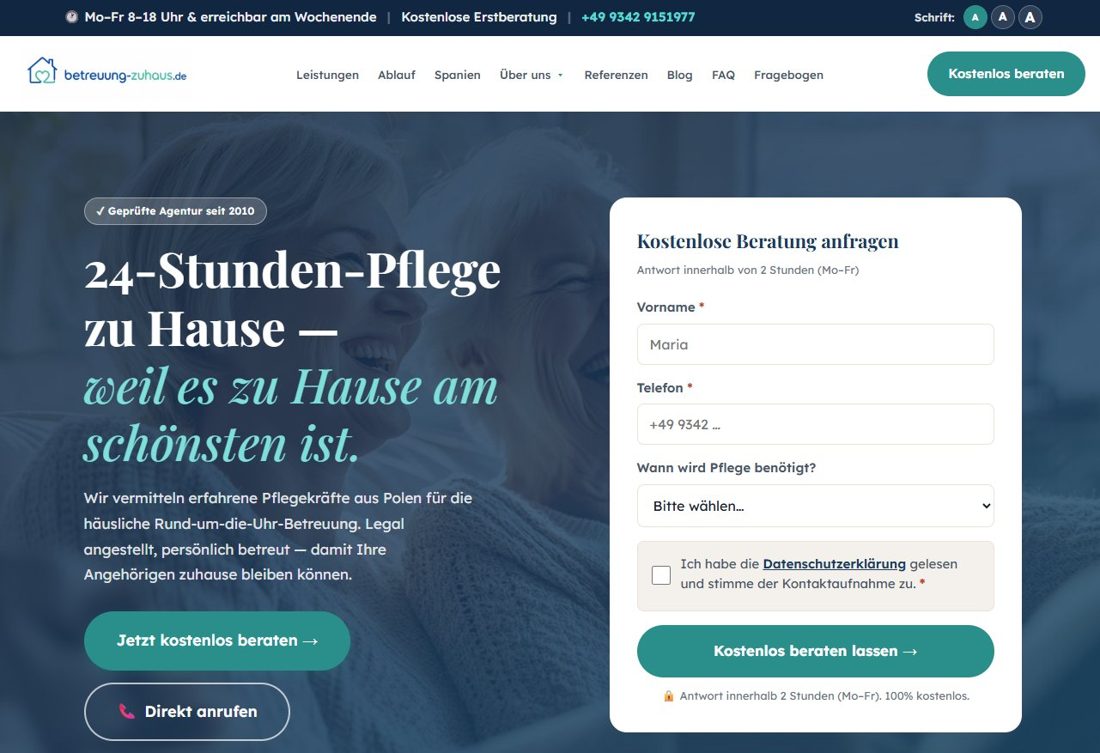 Betreuung zuhaus — Home care (DE)